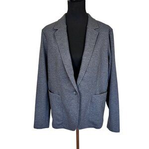 Mercer + Mettle Womens Slate Grey Blazer 2X Career Wear One Button Retro Style
